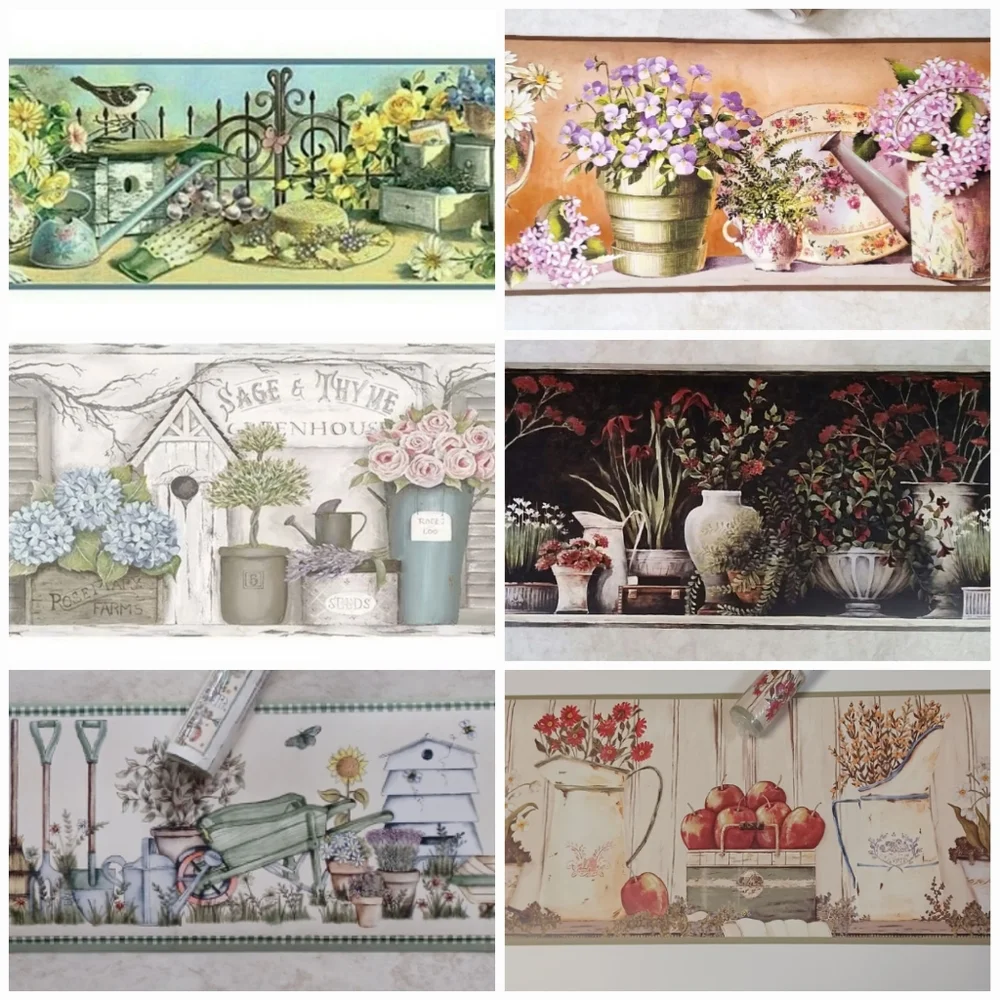 Wallpaper Border Country Wooden Birdhouses Knowles Teal 2 Rolls